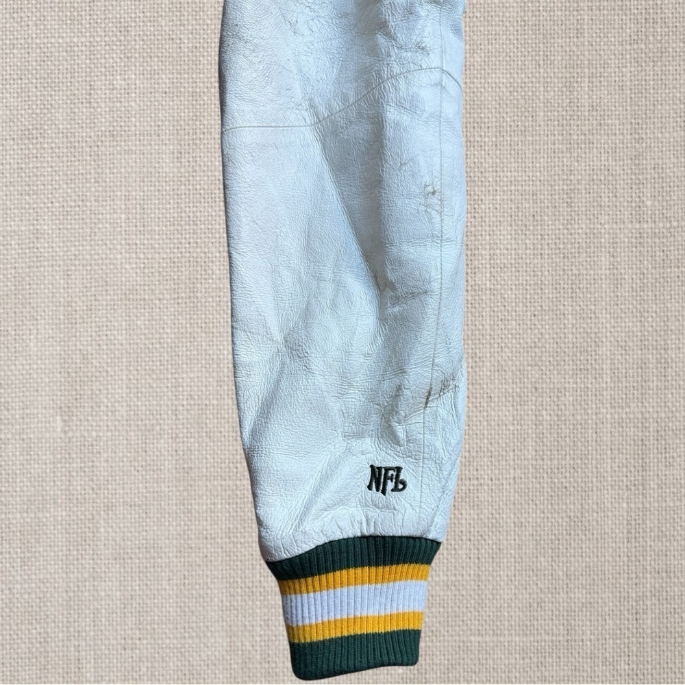GB Packers Vintage Jacket w/a Wool Blend Body & Cream-Colored Leather Sleeves - Picture 8 of 16